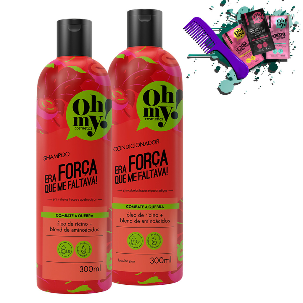 Shampoo e Condicionador Era Força Que Me Faltava! 300ml Oh My! em Oferta na Shopee