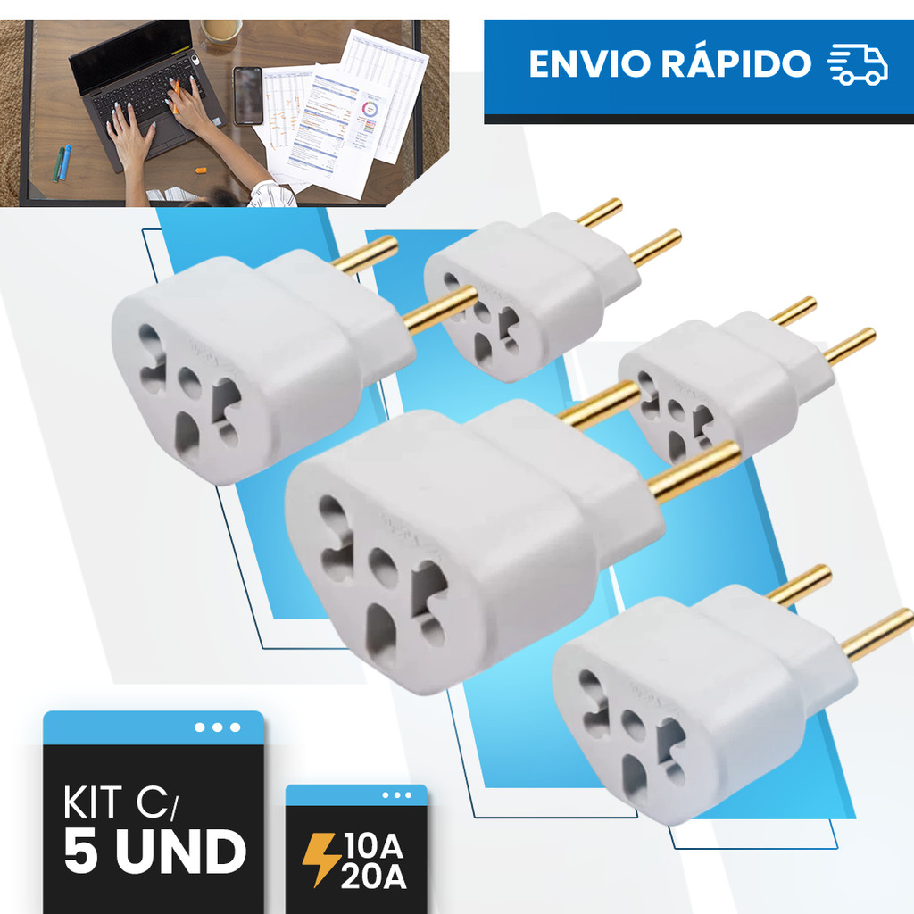 Adaptador Bob LOVE Resistente 10/20A para Chapinha, airfryer Alta Potencia 110/220v bivolt universal