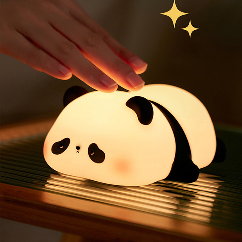 Bonito Panda Night Light Decoração De Mesa Dos Desenhos Animados Dormindo Lâmpada Estudo Quarto Casa
