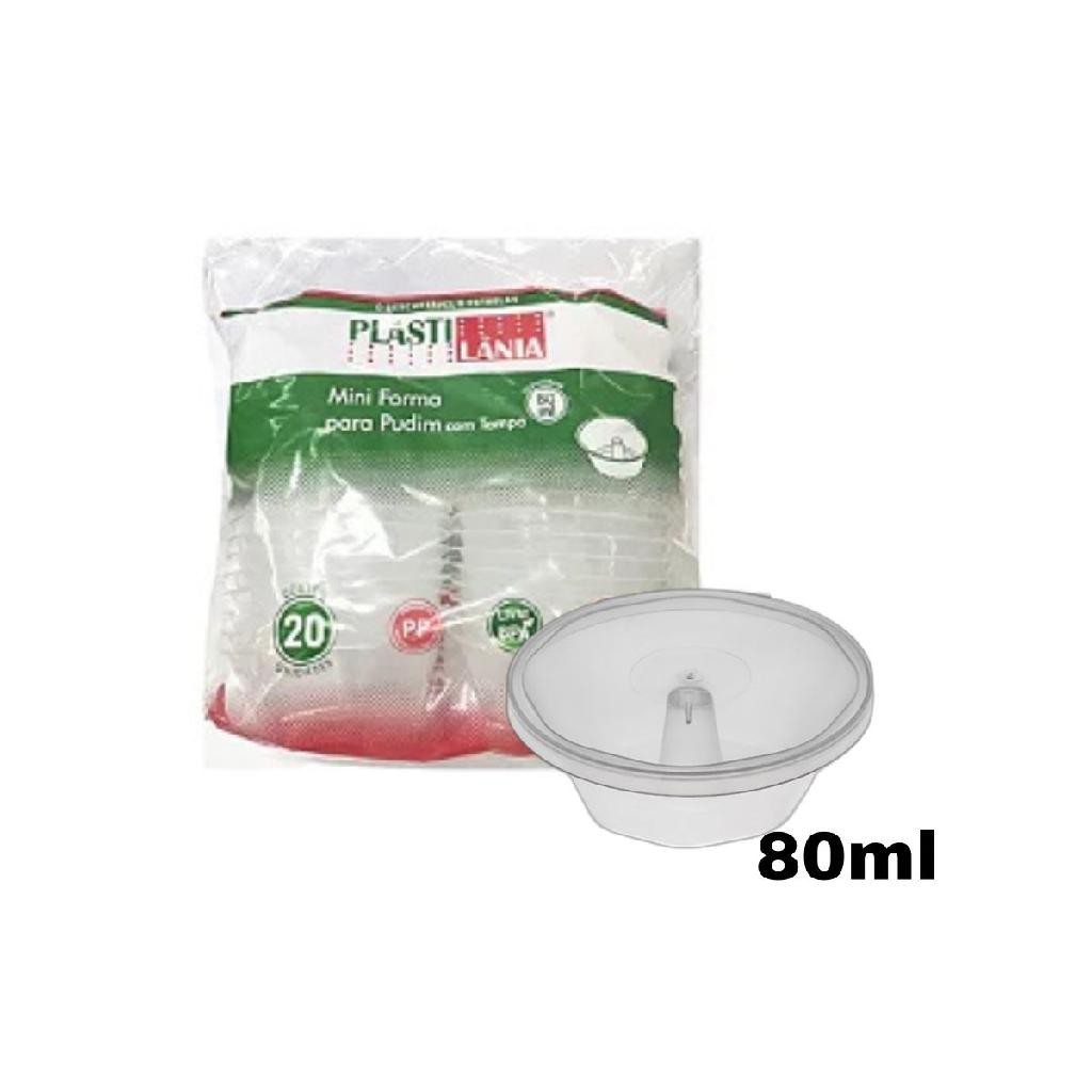 Forma Mini Pudim Com Tampa Forneável Manjar 80ml c/ 20unds