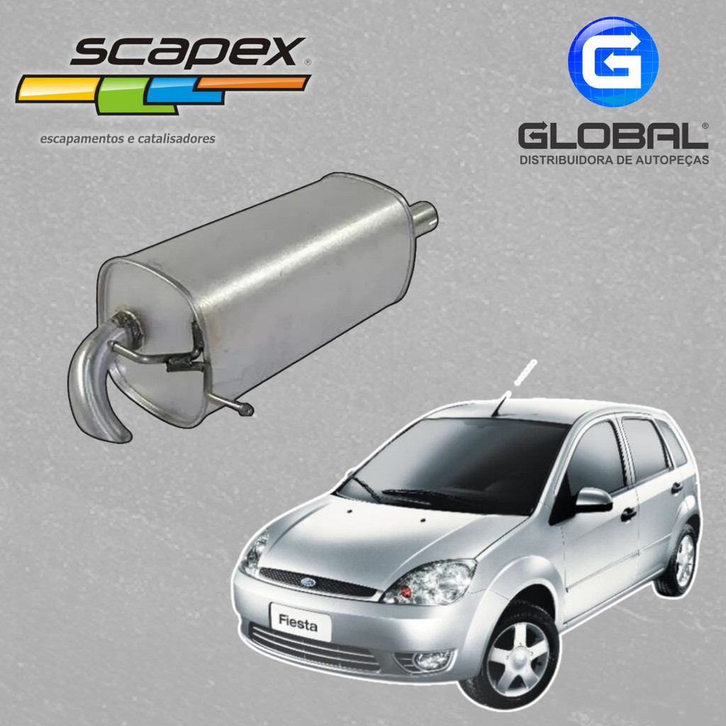 Escapamento Silencioso Traseiro Ford Fiesta 1.0 1.6 Cano Curto Scapex Original em Oferta na Shopee