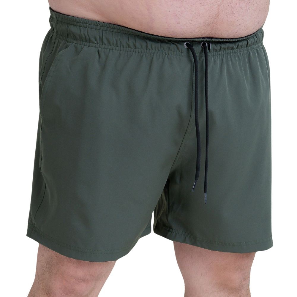 Bermuda Shorts Masculina Texas Farm Verde Militar Com Elástico E Bolso
