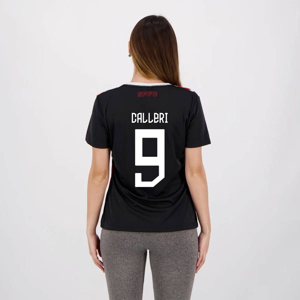 Camisa São Paulo Calleri 9 Change Feminina Preta em Oferta na Shopee