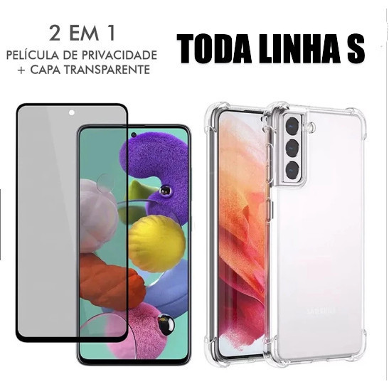 PELÍCULA PRIVACIDADE+CAPA ANTI SPY PROTEÇÃO TELA VIDRO TEMPRADO SAMSUNG A01 CORE A02S A03S A04S A05S