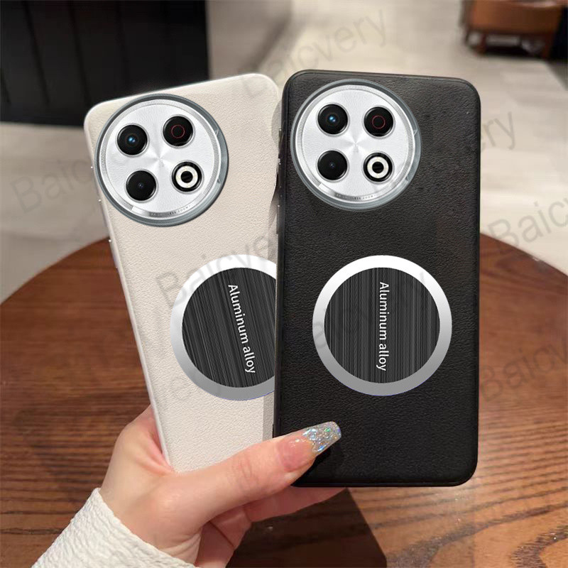 Para Tecno Spark 30 Pro 4G KL7 Macio Luxo Couro Capa Do Plutônio Anti-Risco Com Adesivo De Folha De Ferro