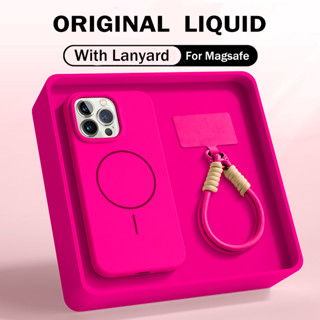 Luxo Líquido Silicone Cordão Cinta Corda Caso Para iPhone 16 14 15 Plus 12 13 11 Pro Max Magnético Macio Capa Traseira em Oferta na Shopee