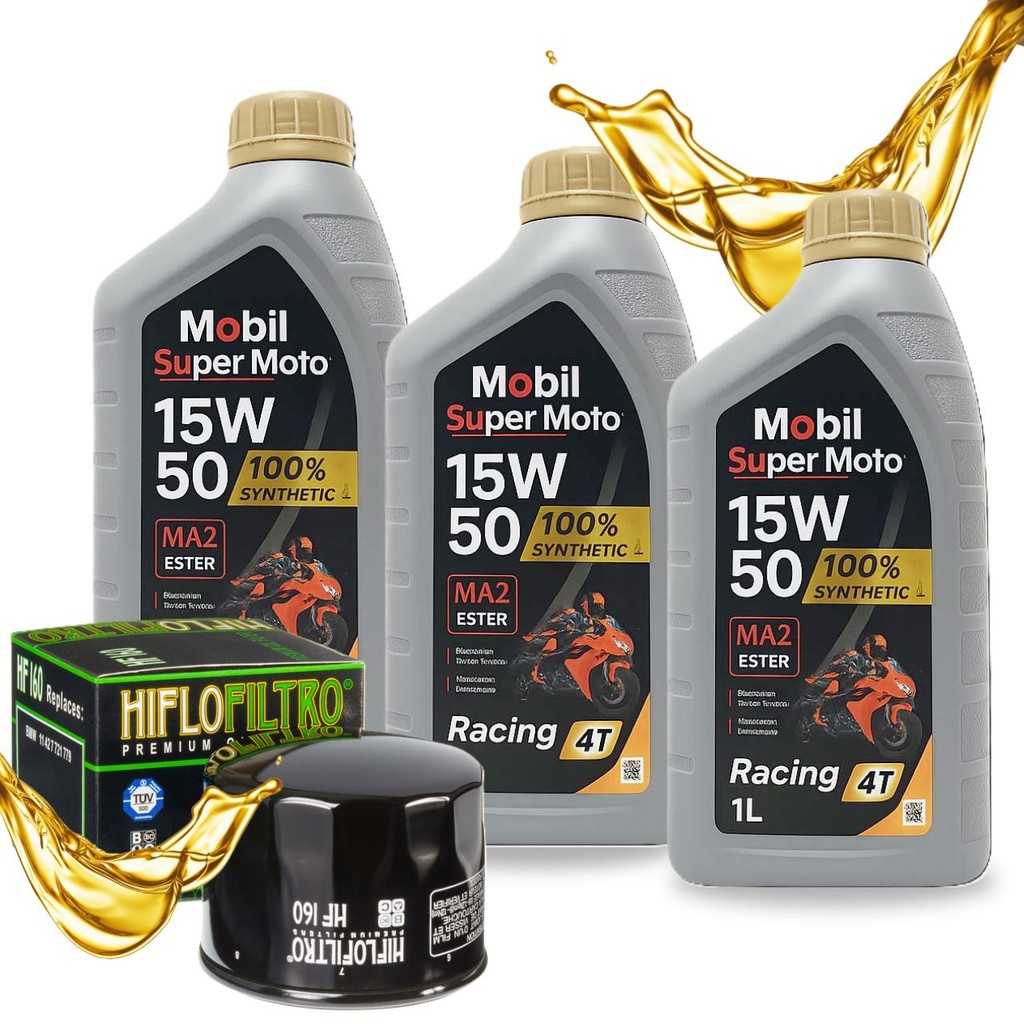 Troca de Óleo P/ Bmw F800 Gs / F850 Gs Mobil 15w50 Sintético + Filtro Hiflo Hf160