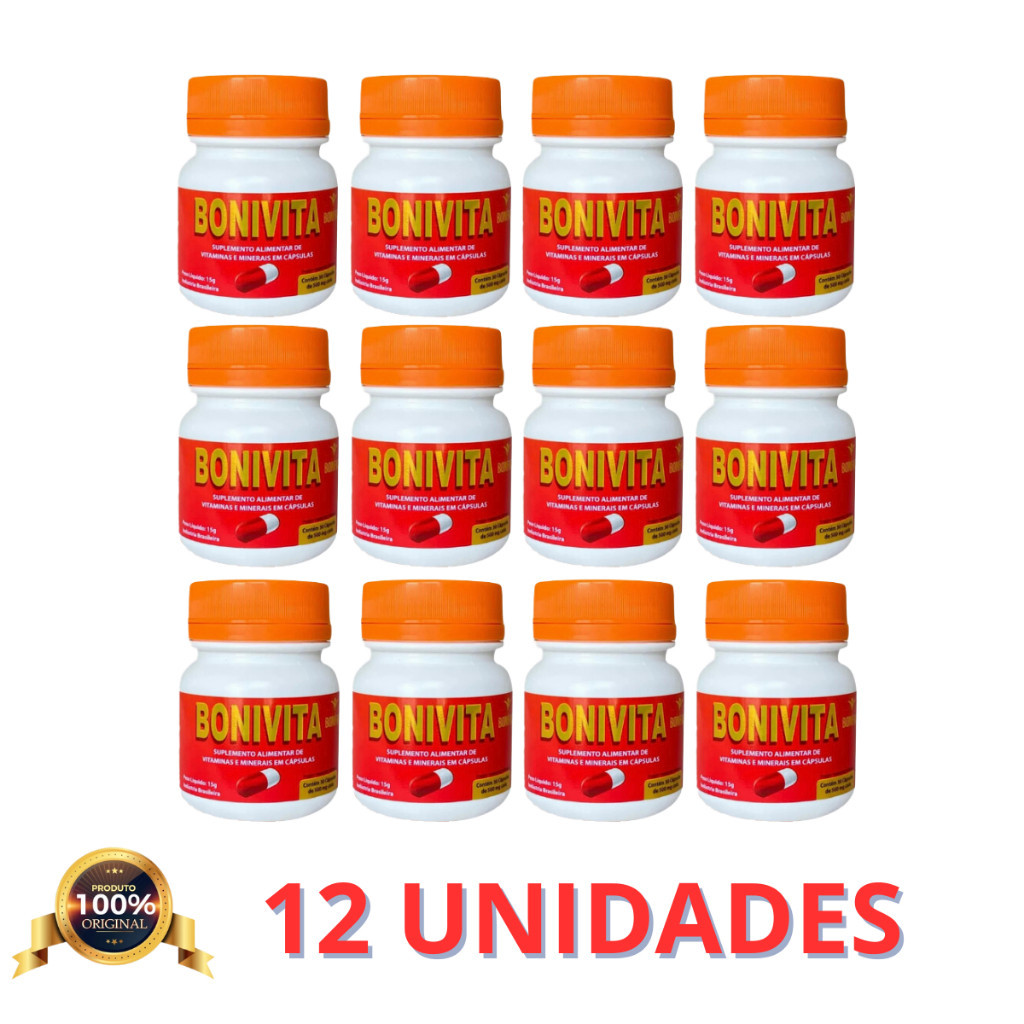 Kit 12 Bonivita Suplemento Alimentar Natural e Funcional - 30 Caps - 100% Natural