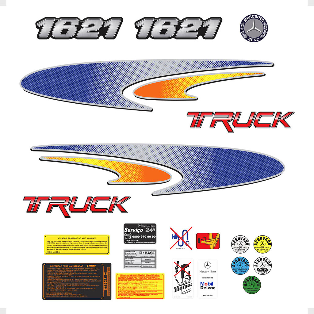 Kit Adesivo 1621 Faixa Truck Caminhão Mercedes Benz Generico em Oferta na Shopee