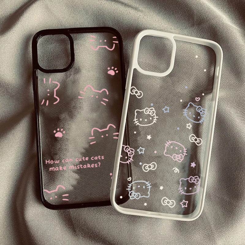 Silicone Claro Caso De Telefone Para Samsung A06 A26 A36 A15 A05S A16 A56 A55 A35 A54 A12 A52 A34 5G A32 Gatos Bonitos C
