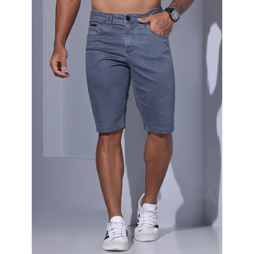 Bermuda Grafite Estonado Masculina Pit Bull Jeans Ref 86638