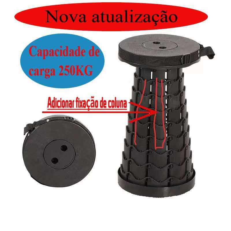 Banqueta dobrável telescópica, banco portátil para uso externo, casa, viagem, barco, pesca, banco telescópico