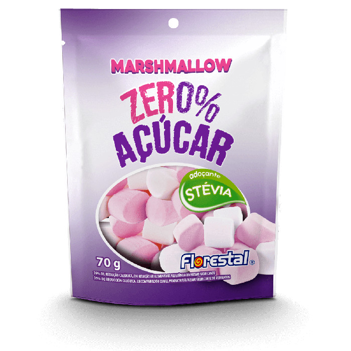Detalhes do Marshmallow Morango Zero Açúcar 70g FLORESTAL