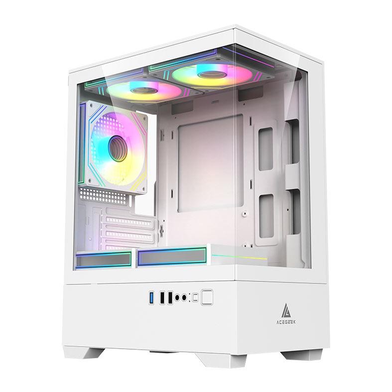 Gabinete Gamer Acegeek Shadow, Mini-Tower, Lateral de Vidro, Branco, AG-SHADOW-WH