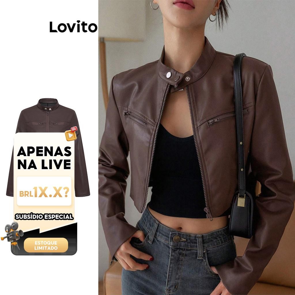 Live Hosts' pick Jaqueta casual lisa com zíper e pontas para mulheres L106AD280 em Oferta na Shopee
