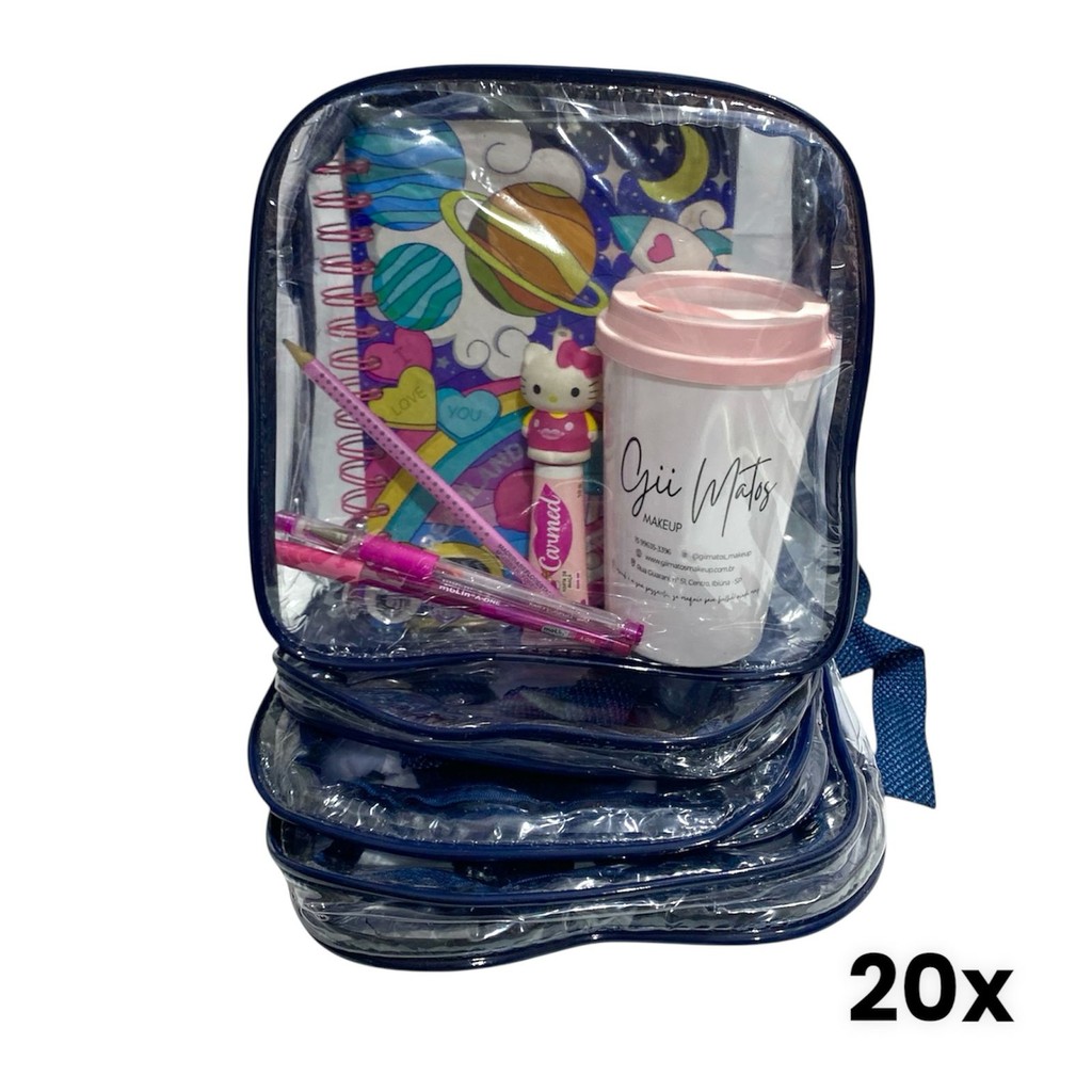 KIT COM 20 MINI MOCHILA infantil transparente escola, praia, viagem, lembrancinhas
