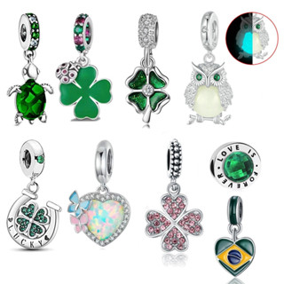 Berloque Separador De Vida Charme 925 Prata Pingente Pulseira Série Cristal Verde Bugging Acessórios DIY em Oferta na Shopee