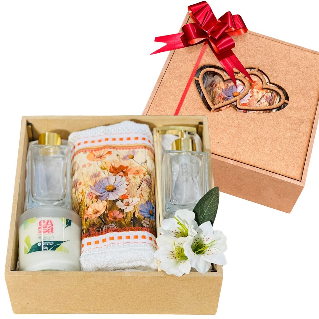 Kit Presente Aromático Luxo Saboneteira Difusor Vela Toalha