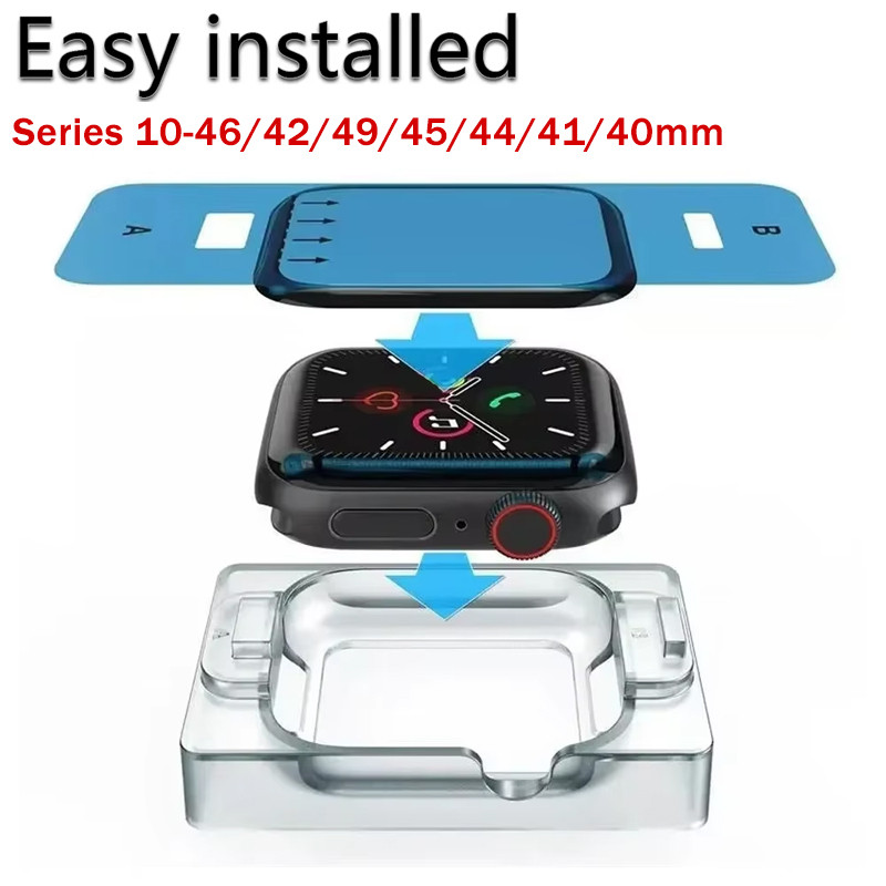 3 Pçs Laminação Auxiliar Cerâmica Proteger Filme Para Apple watch S10 46 42 9 8 7 6 49mm 45mm 41mm Relógio Ultra2 Série