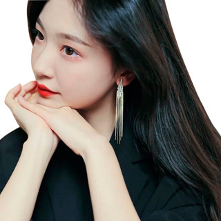 Brinco Festa Feminino Franja Strass Longo Pedra Delicado em Oferta na Shopee