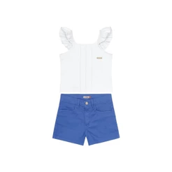 Conjunto Menina Shorts Em Sarja Com Elastano - Carinhoso