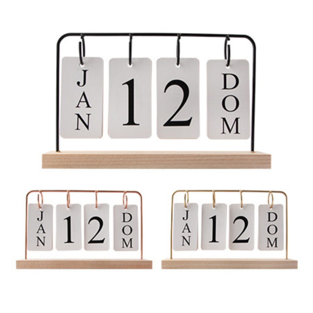 Calendário Permanente De Mesa Madeira Home Office Decoração em Oferta na Shopee