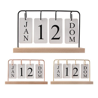 Calendário Permanente De Mesa Madeira Home Office Decoração em Oferta na Shopee