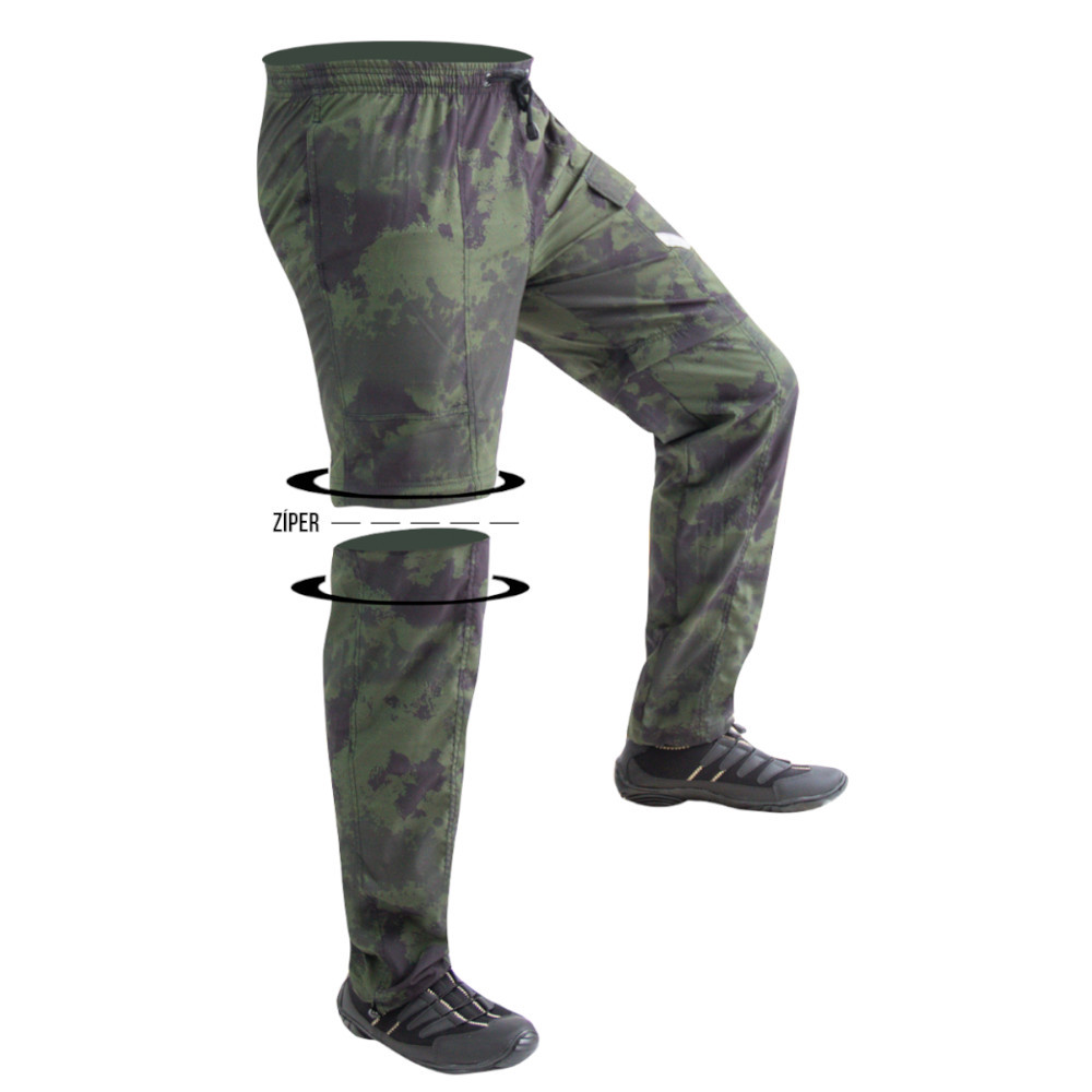 Calça de Pesca Mar Negro Vira Bermuda Estonada Verde Masculina - UV 50+