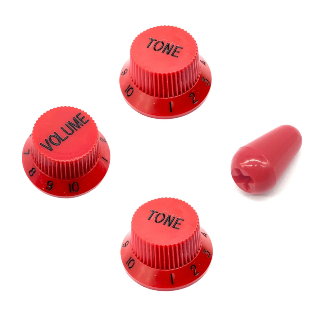 Kit Knob 1 Volume 2 Tone 1 Chave Seletora Strato Vermelho