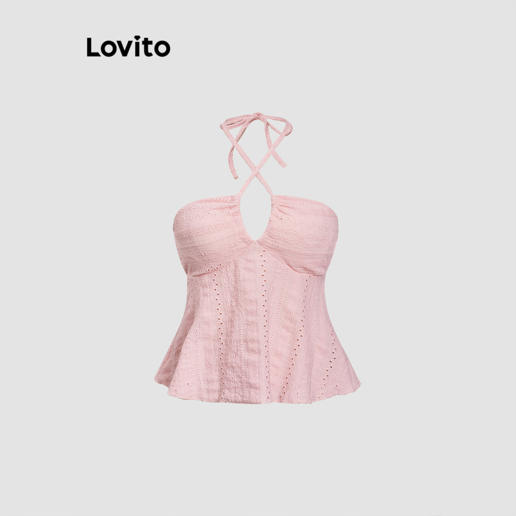 (Trendy) Lovito Regata Fofa Com Recorte Liso Para Mulheres L118ED104 em Oferta na Shopee