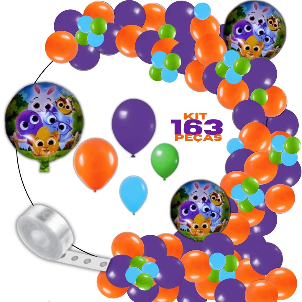 Kit 163pçs - Kit Arco de Balão Bolofofos: 160 Balões Bexigas N9 e N5 + 2 Balões Metalizados + Fita Arco Desconstruído 5m em Oferta na Shopee