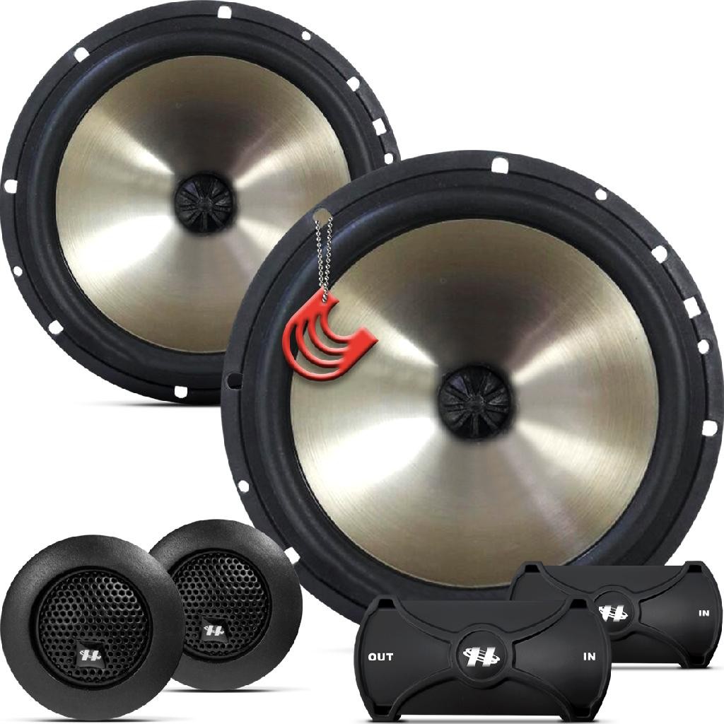 Kit Duas Vias 6 polegadas Falantes Portas Dianteiras Bocas Medios 160w Hurricane Platino Q...