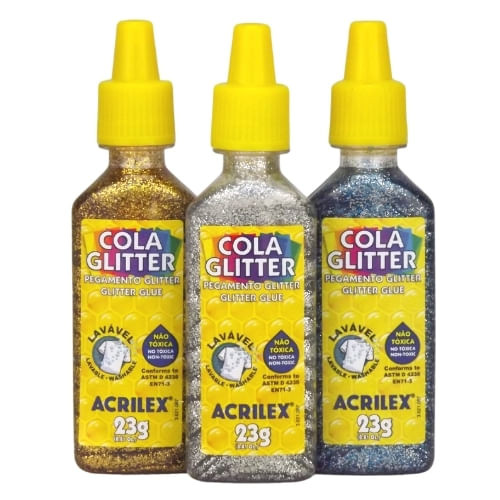 Cola Glitter Acrilex 23g Colagem Decoração Artesanato