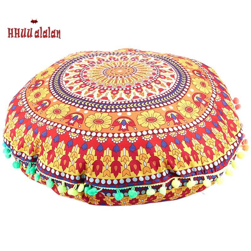 🌟Almofadas De Chão De Mandala Indiana Redondas Boêmias Capa De 13