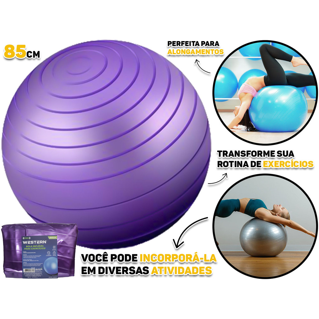 Bola Plástica Grande Inflável Para Exercícios Ginástica Yoga Pilates Alongamento