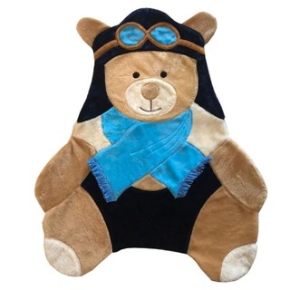 Tapete Pelúcia Urso Aviador 1,05M X 85Cm Cachecol Infantil Macio Base Emborrachado - Azul em Oferta na Shopee