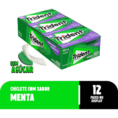 Chiclete Sabor Menta 12 Unidades 25.2g Trident 14s