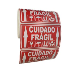 ETIQUETA ADESIVA CUIDADO FRÁGIL 100X60MM SETA PARA CIMA em Oferta na Shopee