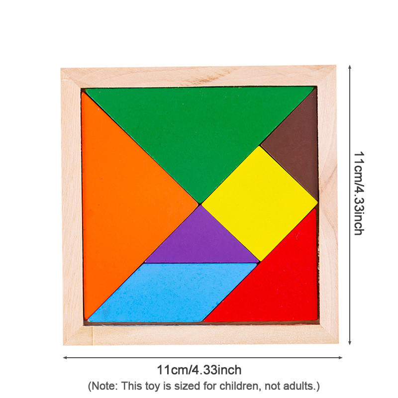 Quebra-cabeça de Tangram em Madeira para Crianças Arco-íris DIY Brinquedo Educativo para Desenvolvimento da Inteligência — imagem 2 de 2