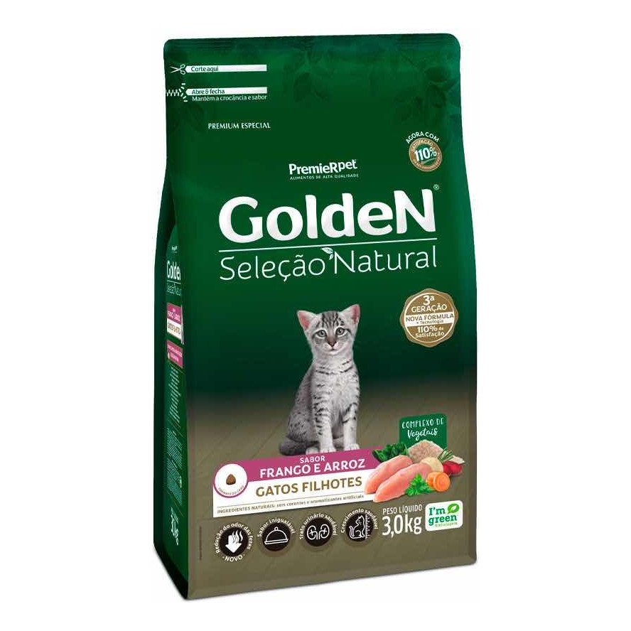 Ração Golden Seleção Natural Gatos Filhotes Frango 3kg
