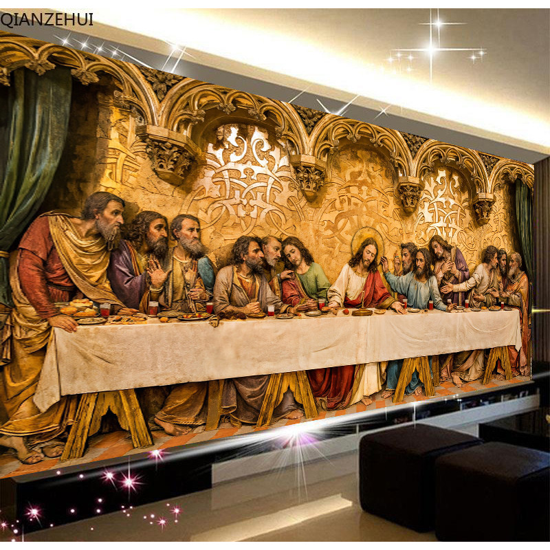 Diy A Última Ceia Pintura Diamante Nova Redonda Completa Mosaico Kits De Ponto Cruz Decoração Para Casa Contas