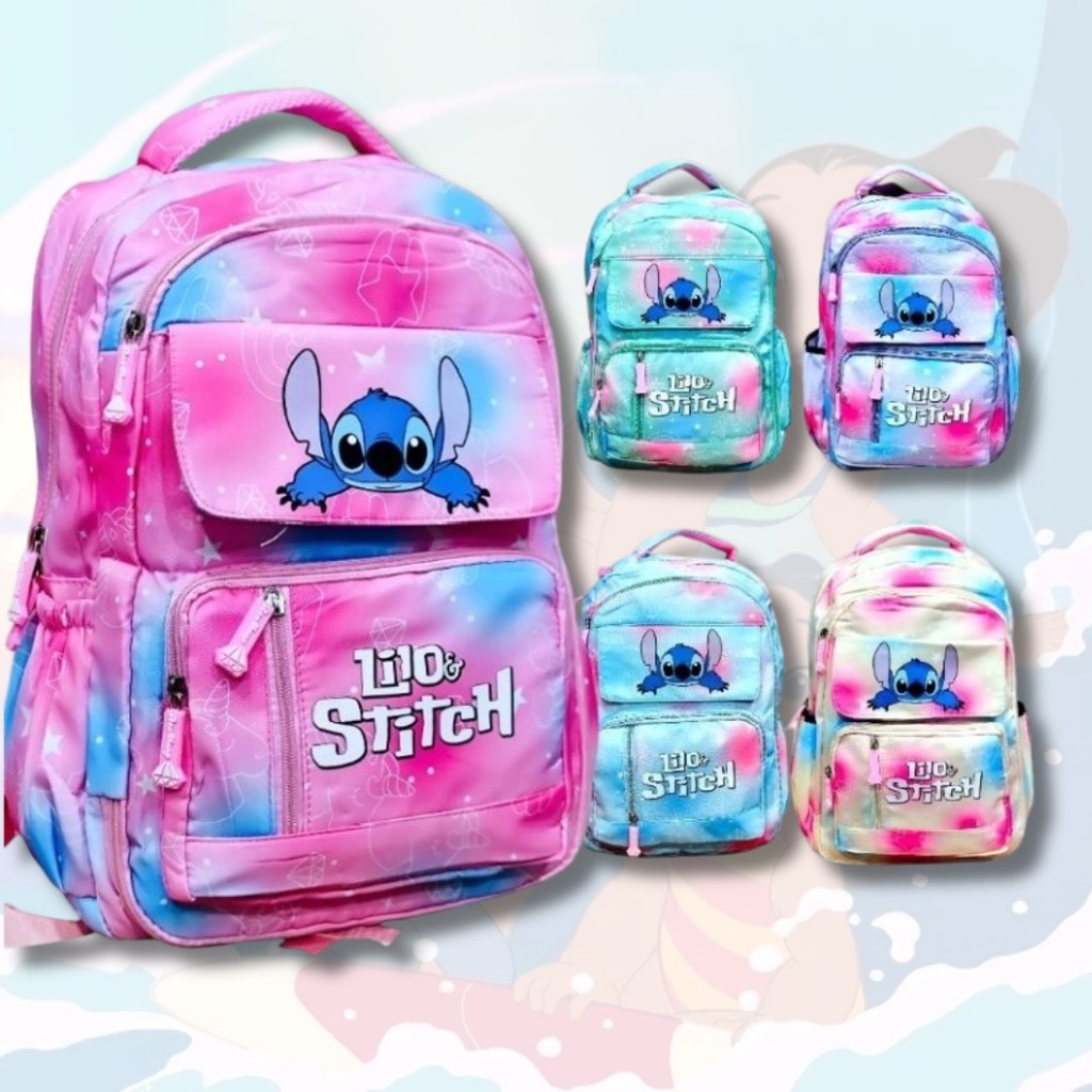 Mochila Grande Nylon Impermeável Escolar Lilo Femenina  Mochila Infantil