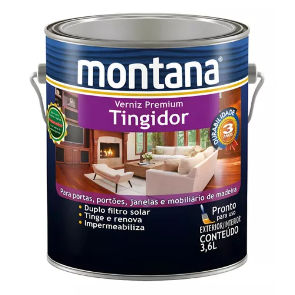 VERNIZ PREMIUM MONTANA TINGIDOR ACETINADO 3,6L VÁRIAS CORES em Oferta na Shopee