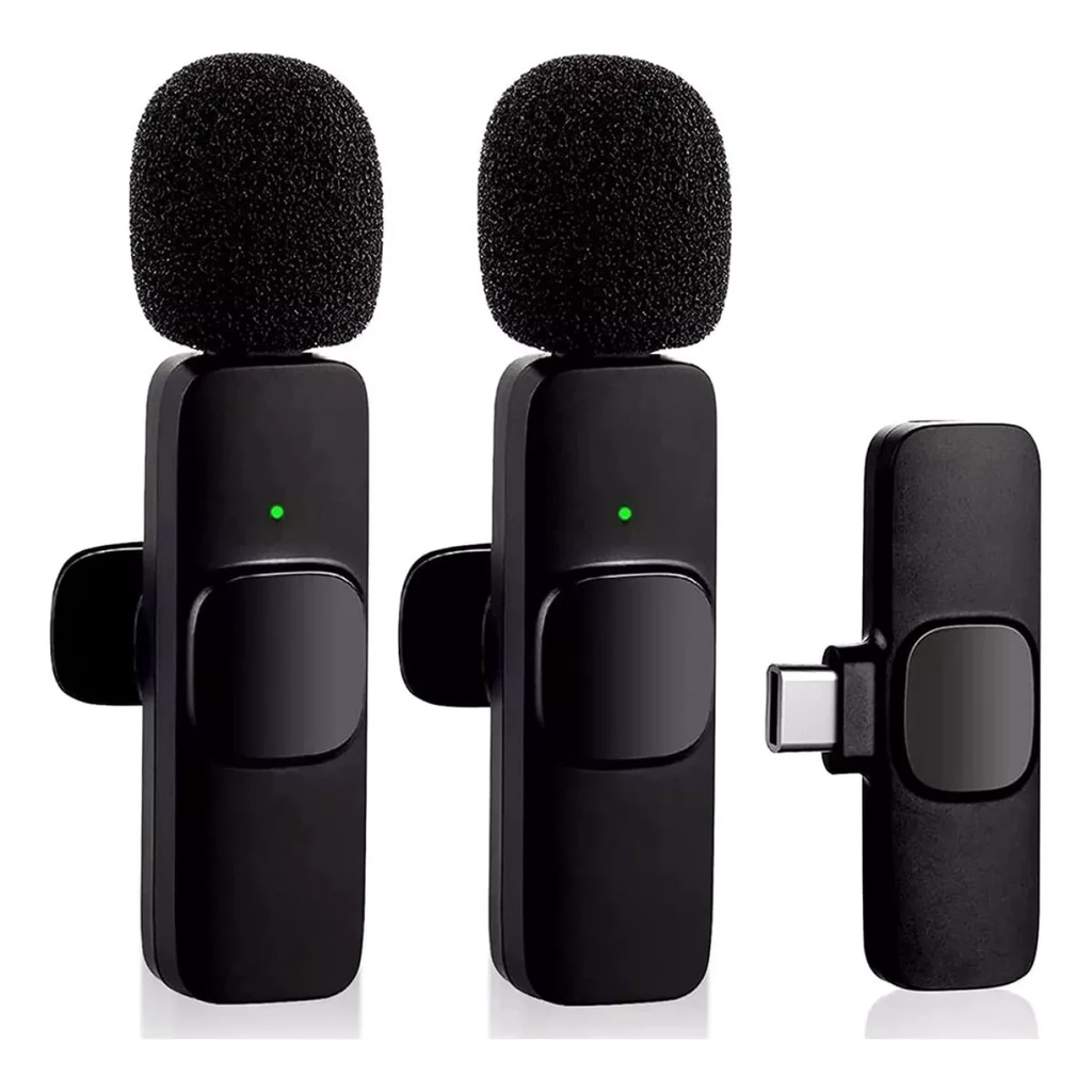 Microfone De Lapela Sem Fio Duplo Android E Iphone Tipo-C