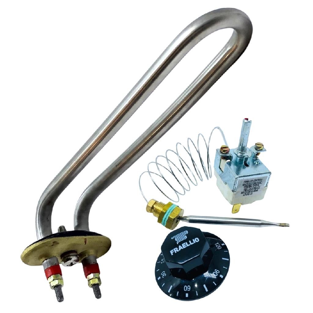 Kit Resistencia Elétrica 1300w 220v + Termostato 120 Graus 16A Bivolt para Cafeteiras