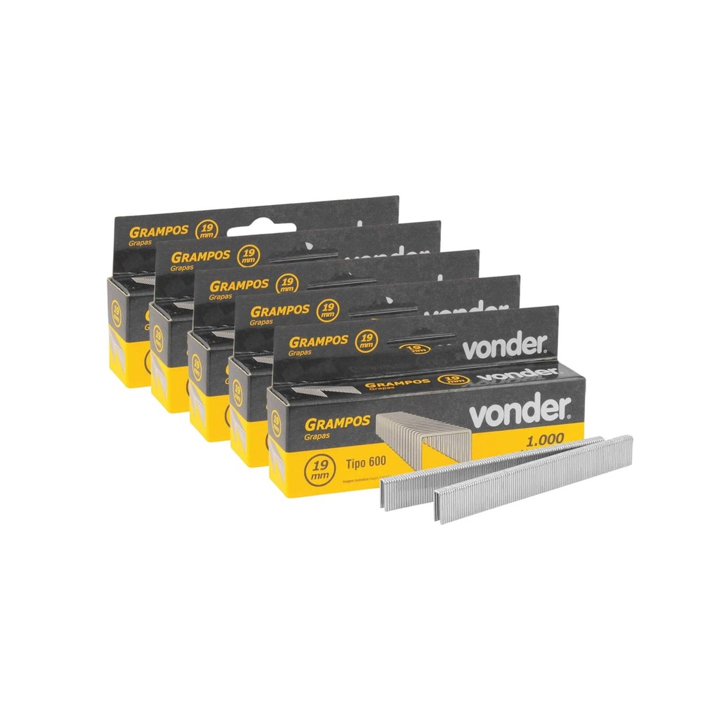 Kit Grampos 19mm p/ Grampeador GPE-916 5 Caixas c/ 1000 unidades Vonder