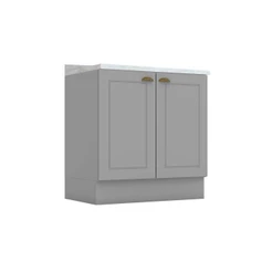 Balcão de Cozinha Modulado c/ Tampo Americana c/ 2 Portas 80cm Cinza - Henn