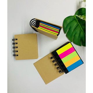 Bloquinho com Adesivos Coloridos - Capa Kraft com Espiral Preto - Multiuso e Versátil NS-4280 em Oferta na Shopee