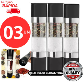 Moedor 2 em 1 Sal e Pimenta com 2 Compartimentos Ajuste de Moagem Aço Inox