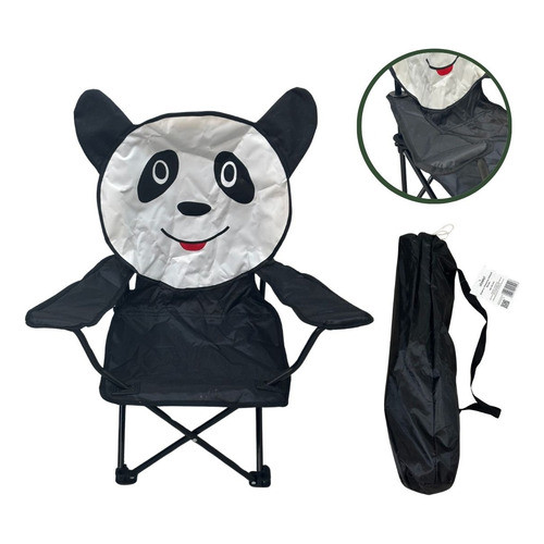 Cadeira Camping Praia Infantil C/ Bolsa Transporte Bichinhos Panda